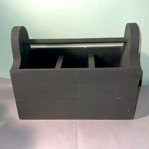 Hand made Utensil Box with Handle Grey Farmhouse Country Cottagecore